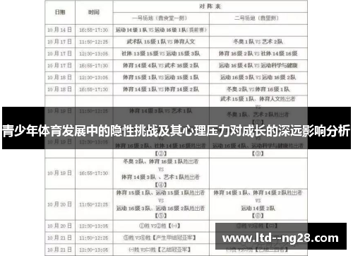 青少年体育发展中的隐性挑战及其心理压力对成长的深远影响分析